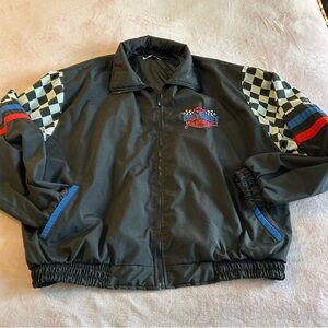 Ashley vintage 90s Chevrolet Racing black lightweight zip up jacket size XXL